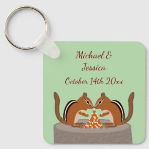 Schattigee Chipmunks Herfst bruiloft Custom Sleutelhanger