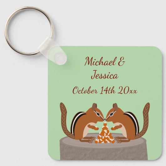 Schattigee Chipmunks Herfst bruiloft Custom Sleutelhanger (Voorkant)