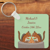 Schattigee Chipmunks Herfst bruiloft Custom Sleutelhanger (Voorkant)