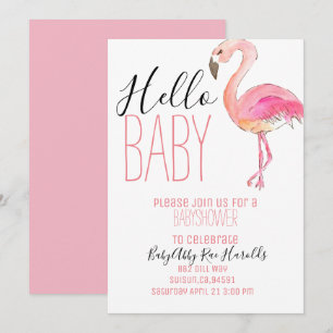 Schattigee chique flamingo meisje baby shower uit  kaart