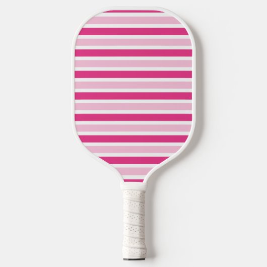 Schattigee chique roze & witte strepen pickleball paddle (Voorkant)