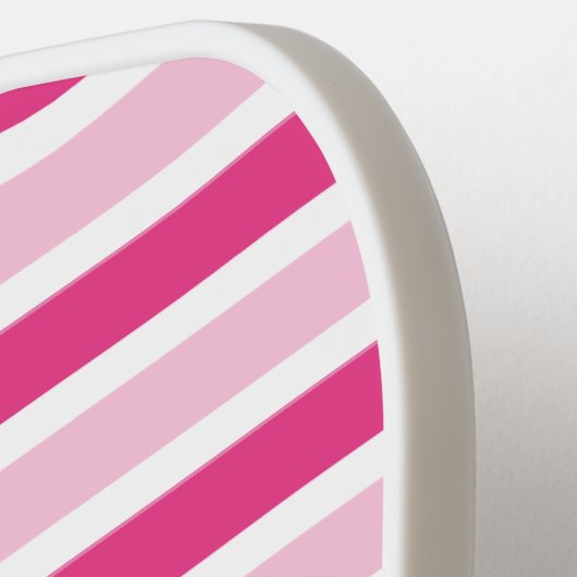 Schattigee chique roze & witte strepen pickleball paddle (Links Detail)