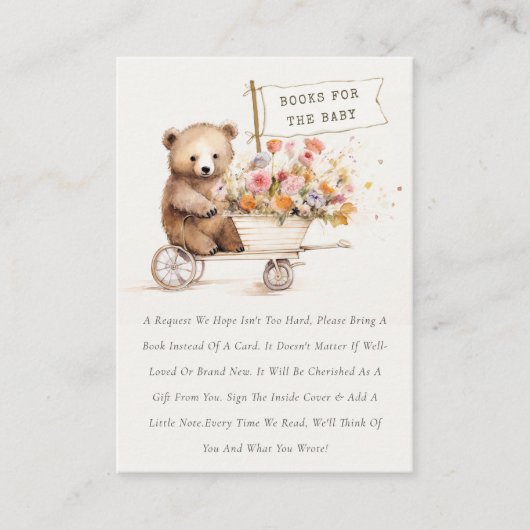 Schattigee chique teddy bloemenkar boeken voor Bab Informatiekaartje (Voorkant)