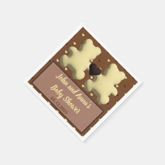 Schattigee chocolade beer Baby shower servetten