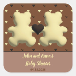 Schattigee chocolade beer Baby shower vierkante st Sticker