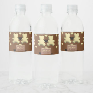 Schattigee chocolade beer Baby shower waterfles la Etiket
