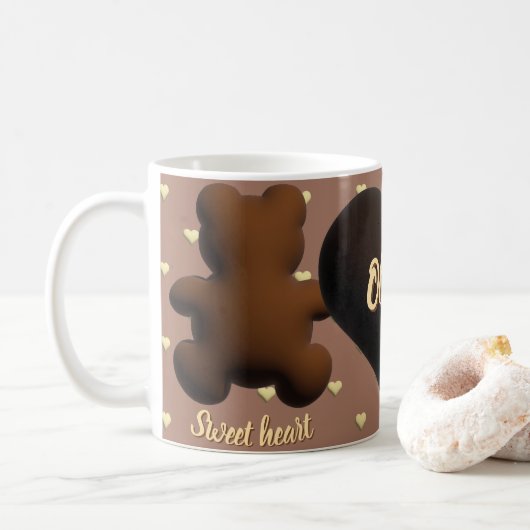 Schattigee chocolade beer mok (Met donut)