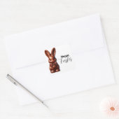 Schattigee Chocolade Bow Stropdas Paashaas Snoep Vierkante Sticker (Envelop)
