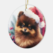 Schattigee Chocolade Bruin Pommerse Kerst Keramisch Ornament (Links)