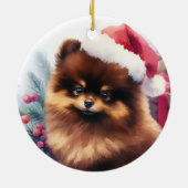 Schattigee Chocolade Bruin Pommerse Kerst Keramisch Ornament (Achterkant)