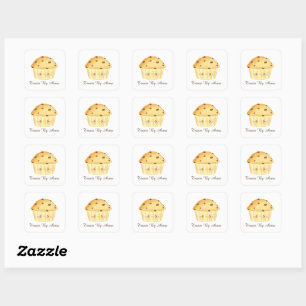 Schattigee Chocolade Chip Muffin Vierkante Sticker
