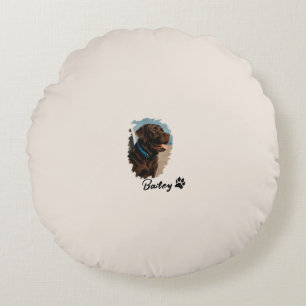 Schattigee Chocolade Labrador Hond – Bailey Kado Rond Kussen