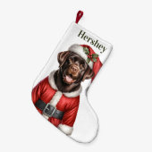 Schattigee Chocolade Labrador Retriever Puppy Sant Kleine Kerstsok (Voorkant (Hangend))