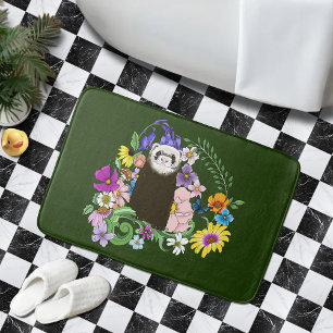 Schattigee Chocolade Sable Ferret Bloemen Groen Badmat
