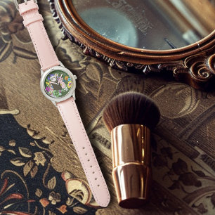 Schattigee Chocolade Sable Ferret Bloemen Groen Horloge