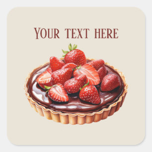 Schattigee chocolade Strawberry tart bericht toevo Vierkante Sticker