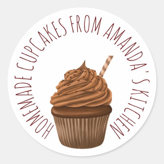Schattigee Chocolade Zelfgemaakte Cupcakes Sticker (Voorkant)