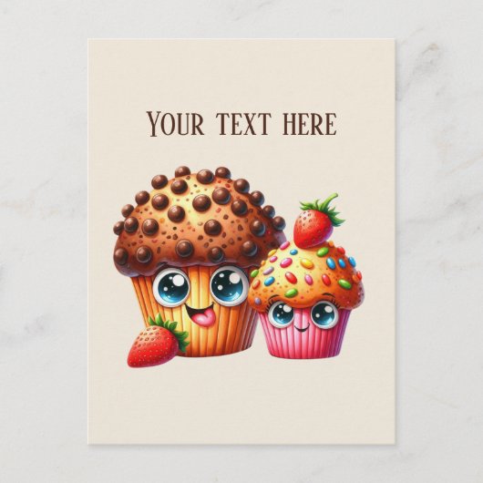 Schattigee chocoladekoekje bericht toevoegen briefkaart (Voorkant)