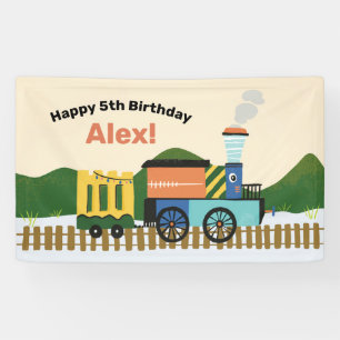 Schattigee Choo-Choo Train Kids Verjaardagsfeestba Spandoek