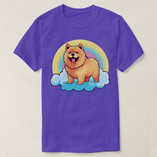 Schattigee Chow Chow Rainbow Cloud Kawaii Dog Happ T-shirt (Design voorkant)