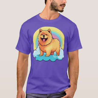 Schattigee Chow Chow Rainbow Cloud Kawaii Dog Happ T-shirt
