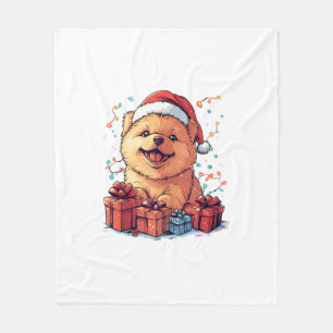 Schattigee Chow Chow Santa Hat Grappige Kerst Xmas Fleece Deken