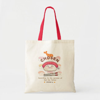 Schattigee Christelijke "gekozen" Sushi Schrift ge Tote Bag