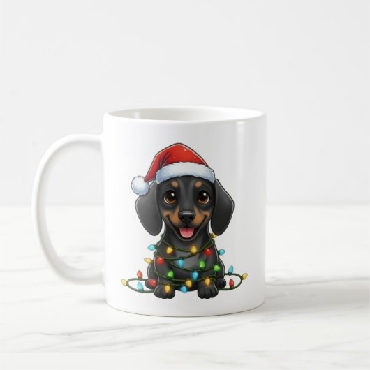 Schattigee Christmas Black Teckel Mok (Links)