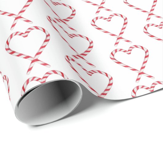 Schattigee Christmas Candy Cane Harten Rood & Wit Cadeaupapier (Rol Hoek)