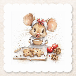 Schattigee Christmas Chef Mouse Kartonnen Onderzetters