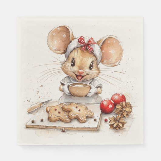 Schattigee Christmas Chef Mouse Servet (Voorkant)