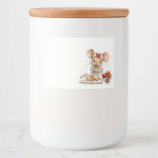 Schattigee Christmas Chef Mouse Voedselcontainer Etiket (Voorkant)