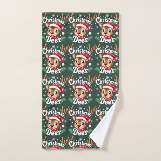 Schattigee Christmas Deer Illustration Bad Handdoek (Handdoek)