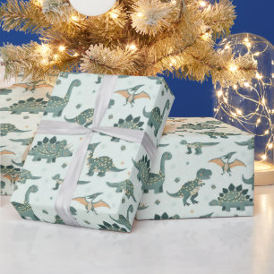 Schattigee Christmas Dino Lights Kinder Patroon Cadeaupapier