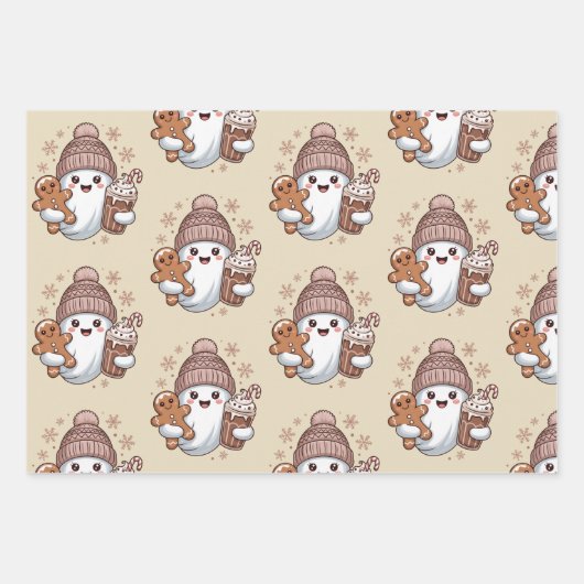 Schattigee Christmas Ghost Holiday Spooky Christma Inpakpapier Vel (Voorkant)