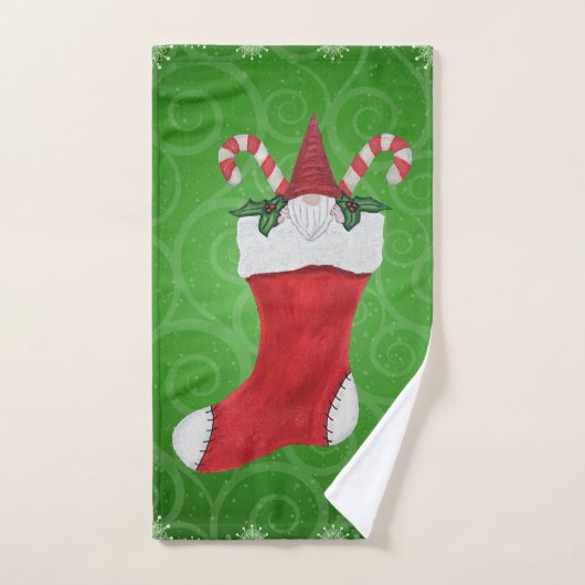 Schattigee Christmas Gnome in Stocking Candy Canes Handdoek (Handdoek)