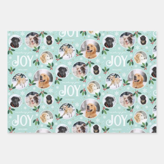 Schattigee Christmas Joy Snowflake Fotocollage Set Inpakpapier Vel (Voorkant)