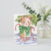 Schattigee Christmas Mouse Candy Cane Holiday Brie Feestdagenkaart (Staand voorkant)