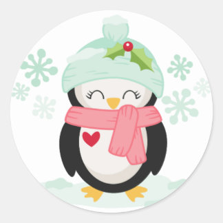 Schattigee Christmas Penguin illustratie Sticker