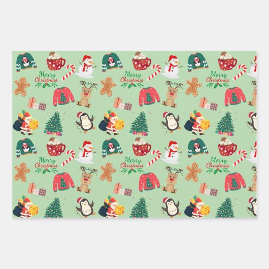 Schattigee Christmas Wrapping Paper Flat Sheet Set (Voorkant)