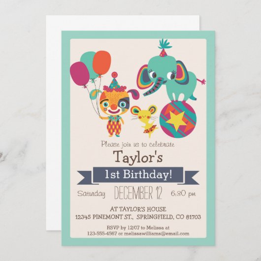 Schattigee Circus Olifant, Verjaardagsfeest van he Kaart (Voorkant / Achterkant)