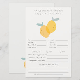 Schattigee citroen Citrus Baby shower adviesvoorsp