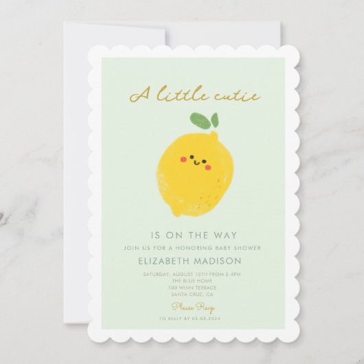Schattigee citroen Citrus Baby shower Kaart (Voorkant)