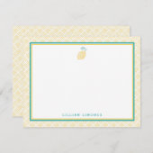 Schattigee citroen geel en groen notitiekaartje (Voorkant / Achterkant)