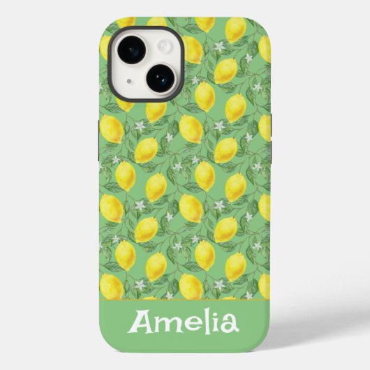 Schattigee citroengele groene patroonnaam Case-Mate iPhone case (Achterkant)