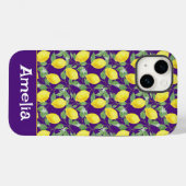 Schattigee citroengele paarse patroonnaam Case-Mate iPhone case (Achterkant (horizontaal))