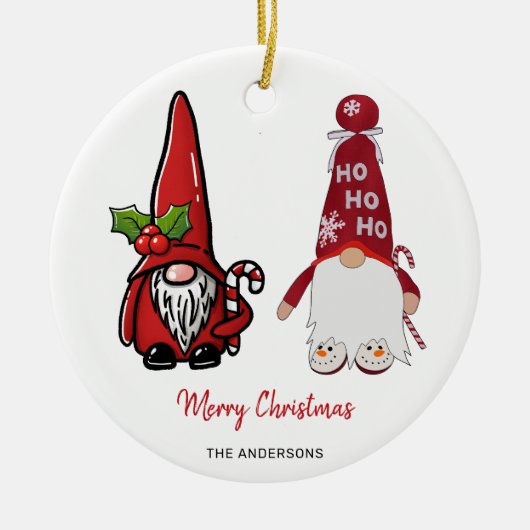 Schattigee Classic Gnomes Custom Christmas Keramisch Ornament (Voorkant)
