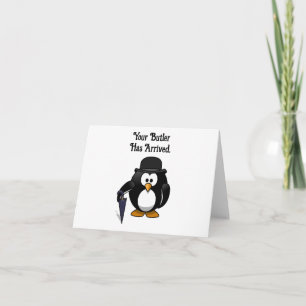 Schattigee Classy Butler Penguin Cartoon met parap Kaart