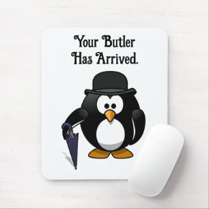 Schattigee Classy Butler Penguin Cartoon met parap Muismat