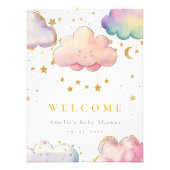 Schattigee Cloud Star Baby shower Welkom Poster (Voorkant)